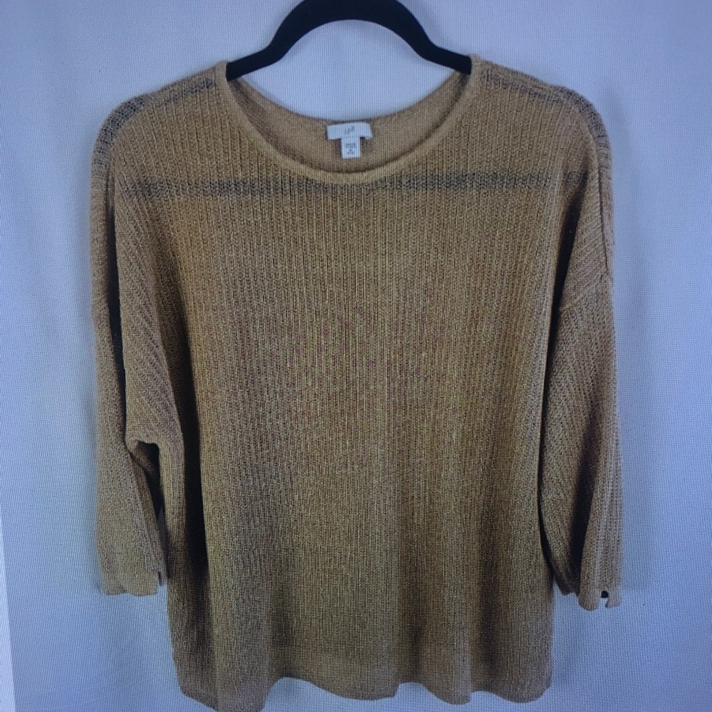 J. Jill Lightweight Knit Crewneck in Warm Tan